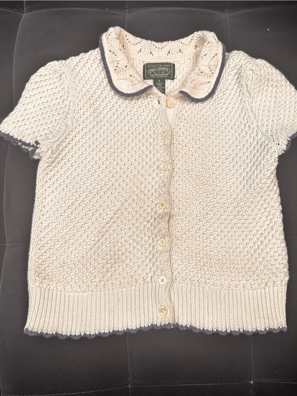 Ralph Lauren Cream Cable-Knit Short Sleeve Cardigan